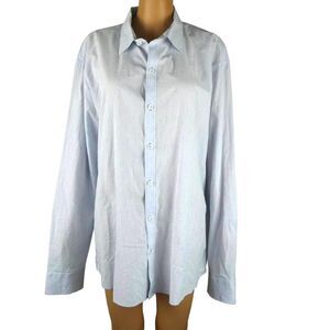 Zachary Prell Cotton Linen Long Sleeve Button Up Dress Business Shirt Light Blue